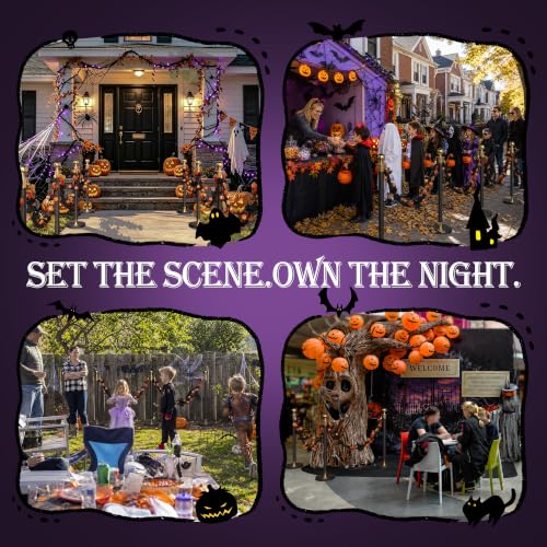 Image of 4 Pack Halloween Black&Gold Stanchions and Velvet Ropes Set, Stainless Steel Crowd Control Barriers, 3Pcs Black Ropes and Poles for Party Supplies,Photobooth Accessories, Prom,Halloween Decorations