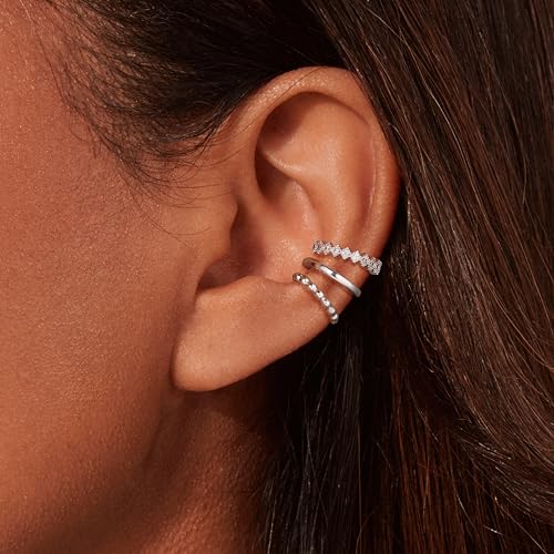 Ear Cuff Earrings for Women Non Piercing - Dainty Cartilage Clip On Earrings Small 925 Sterling Silver Plated Huggie Hoop Cuffs Hypoallergenic Cubic Zirconia Earring for Women Trendy Jewelry Gift2