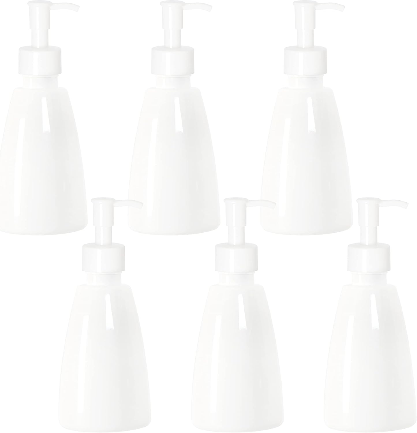 Youngever 6 Pack Plastic Pump Bottles, White Refillable