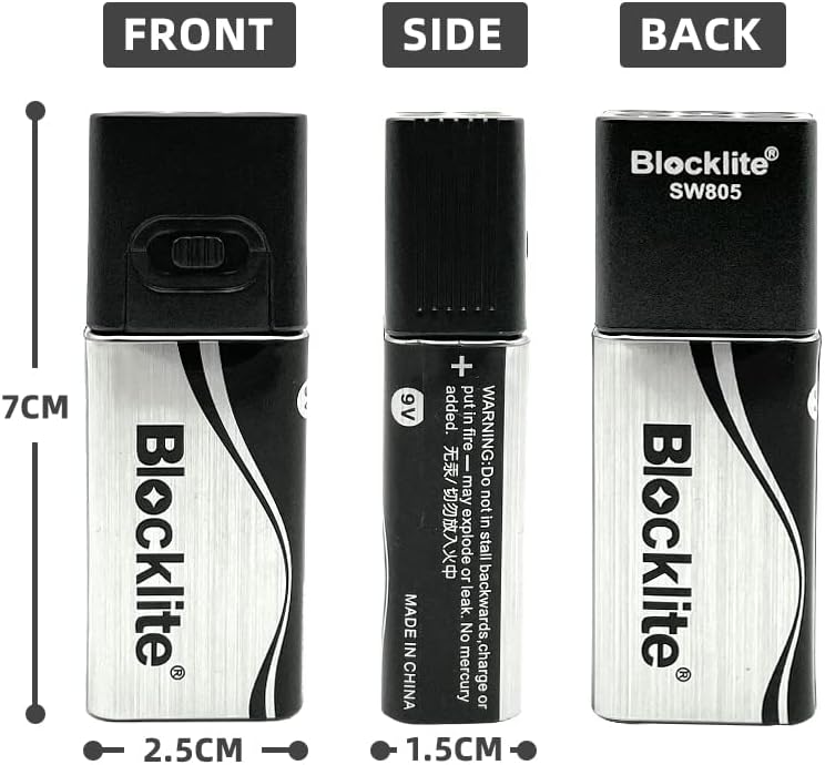 BLOCKLITE LED Flashlight 2 Pack, Compact for Easy Storage, Multi Purpose, 60+ Hour Run Time, 60 Lumens, Two 9V Batteries Included, for Indoor and Outdoor Use