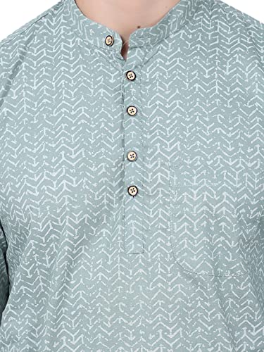 Image of Majestic Man Men's Cotton Regular Fit Short Printed Designer Kurta