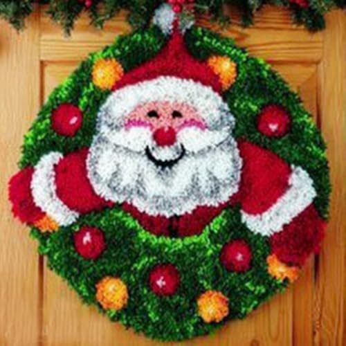 Image of Latch Hook Kits for Adults - DIY Latch Hook Rug Kits, Crochet Kit for Beginners, Rug Making Kits with Printed Canvas, Gift Packaging. (Father Christmas, 20x20 inch)