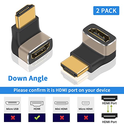 Duttek 8K HDMI 90 Degree Adapter, HDMI 2.1 Down Angle Male to Female Extension, Supports 8K@60Hz, 4K@120Hz HDR, Dolby, eARC - Image 2