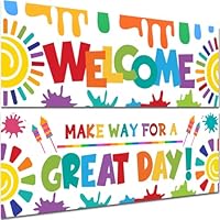 PLIGREAT 2 Stücke Klassenzimmer Banner und Poster, motivierende Klassenzimmer Dekorationen buntes Sonnenlicht Schwarzes Brett Dekor Willkommen Poster für Schule Kindergarten Grundschule Mittelschule