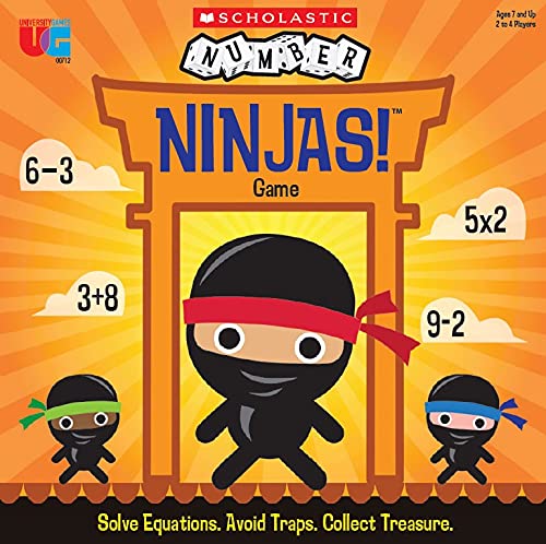 University Games, Scholastic Number Ninjas Math Master Board Game, Reinforces Mathematics Skills for Kids, for 2 to 4 Players Ages 7 and Up