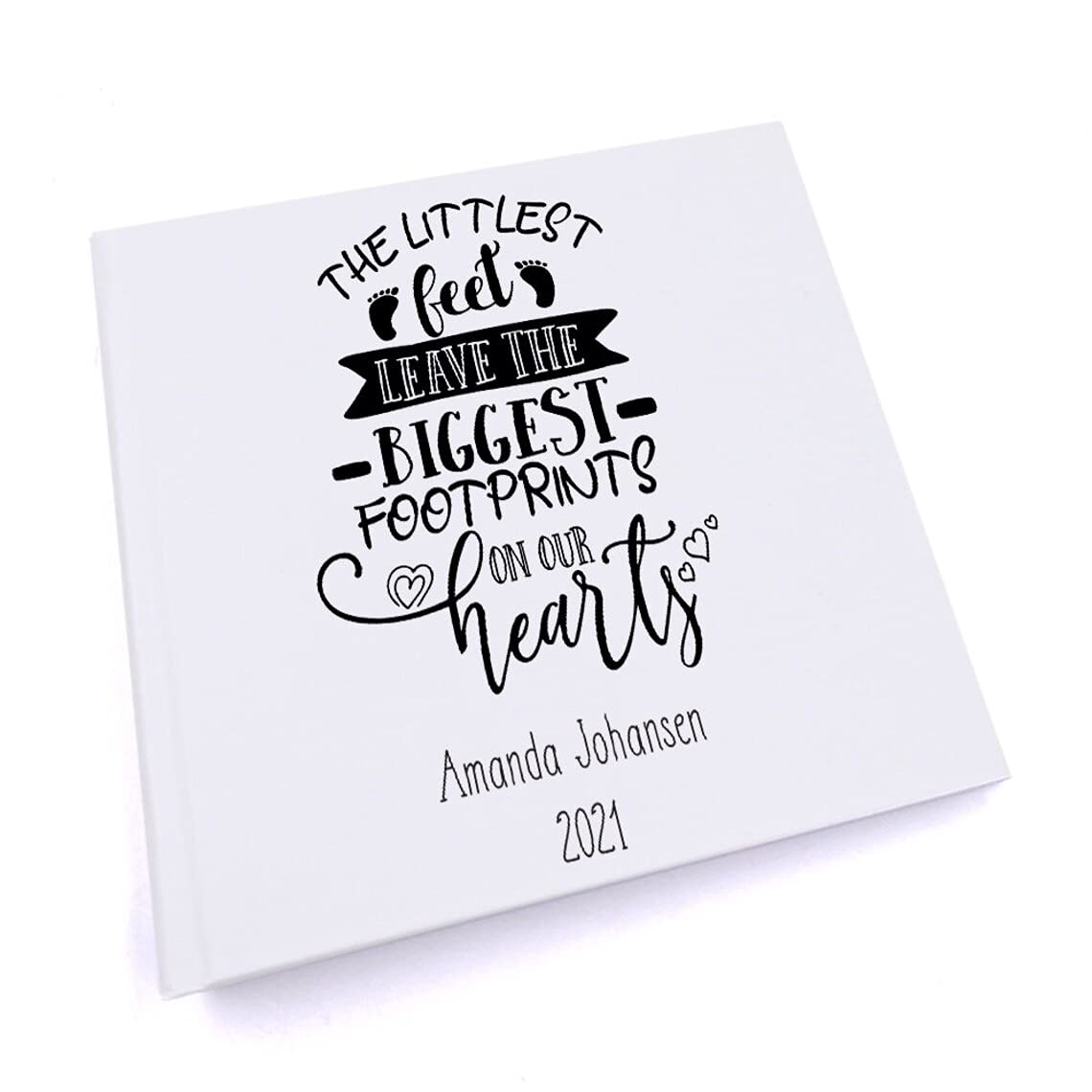 Ukgiftstoreonline White Personalised Baby Memorial Remembrance The Littlest Feet Photo Album