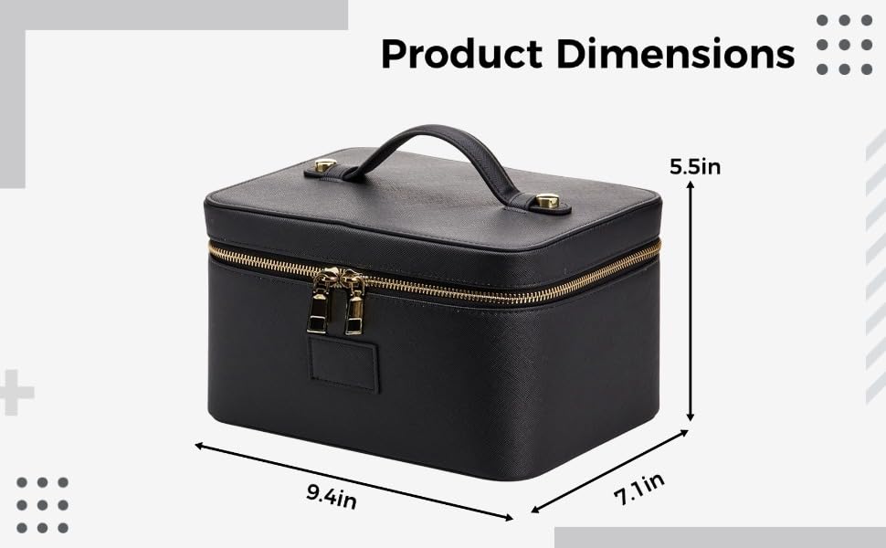Trousse de maquillage noire de grande capacité avec rangement modulable - 2