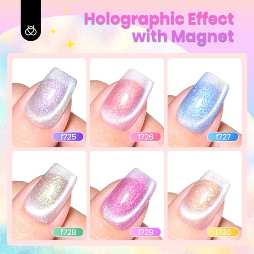 Image of Beetles Cat Eye Gel Nail Polish Set, 6 Colors Chameleon Cat Eye with Magnet
