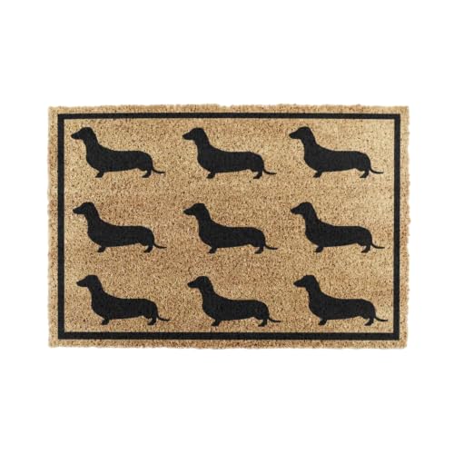 Image of Artsy Mats - Dachshund Doormat - Made from Tufted Coconut Fibre - Non-Slip Natural Rubber Backed Doormats Indoor - Heavy Duty, Decorative OutDoormats, (60x40cm)