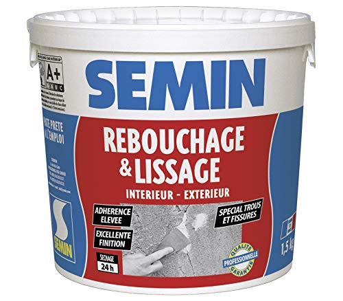 Enduit de Rebouchage Spécial Fissures et Trous de Vis, Intérieur/Extérieur, Seau de 1,5 kg, 1m²