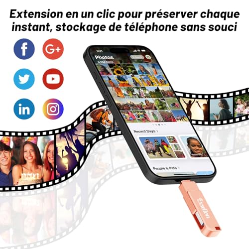 Cle USB pour iphone 128Go stockage externe usb pc mac tablette memoire flash transfert photo