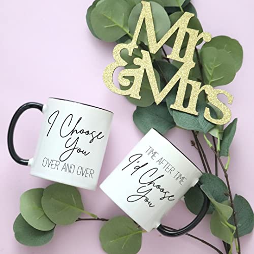 Celebrimo I Choose You Mr And Mrs Coffee Mugs Set - Anniversary Mug Gift For Husband, Wife - His And Her Engagement Gifts For Couples - Engaged, Marriage, Wedding Gifts For Bride And Groom, Couple #TOP2