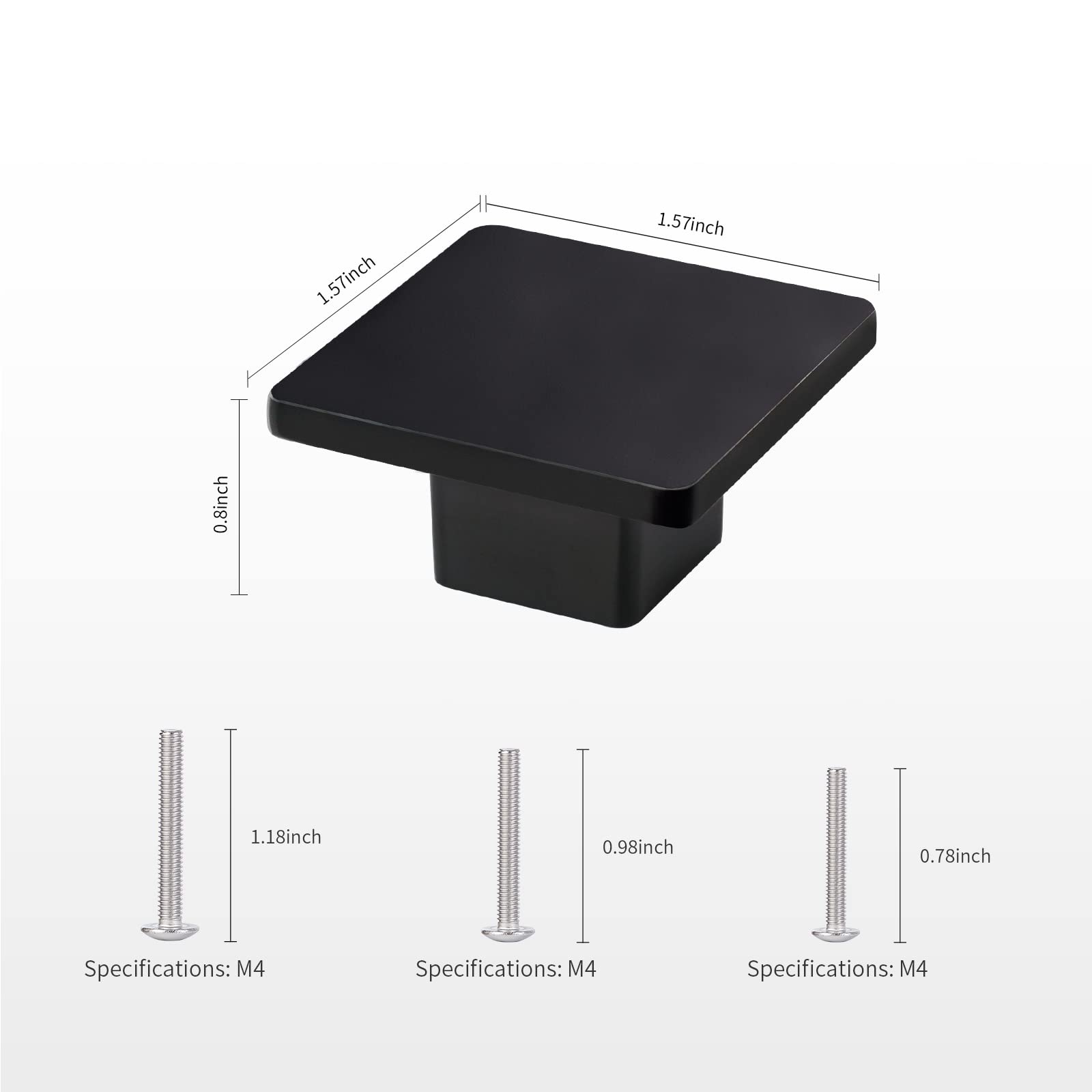 Black Square Cabinet Knobs - 6 Pack -2 Black Square Cabinet Knobs - 6 Pack -2