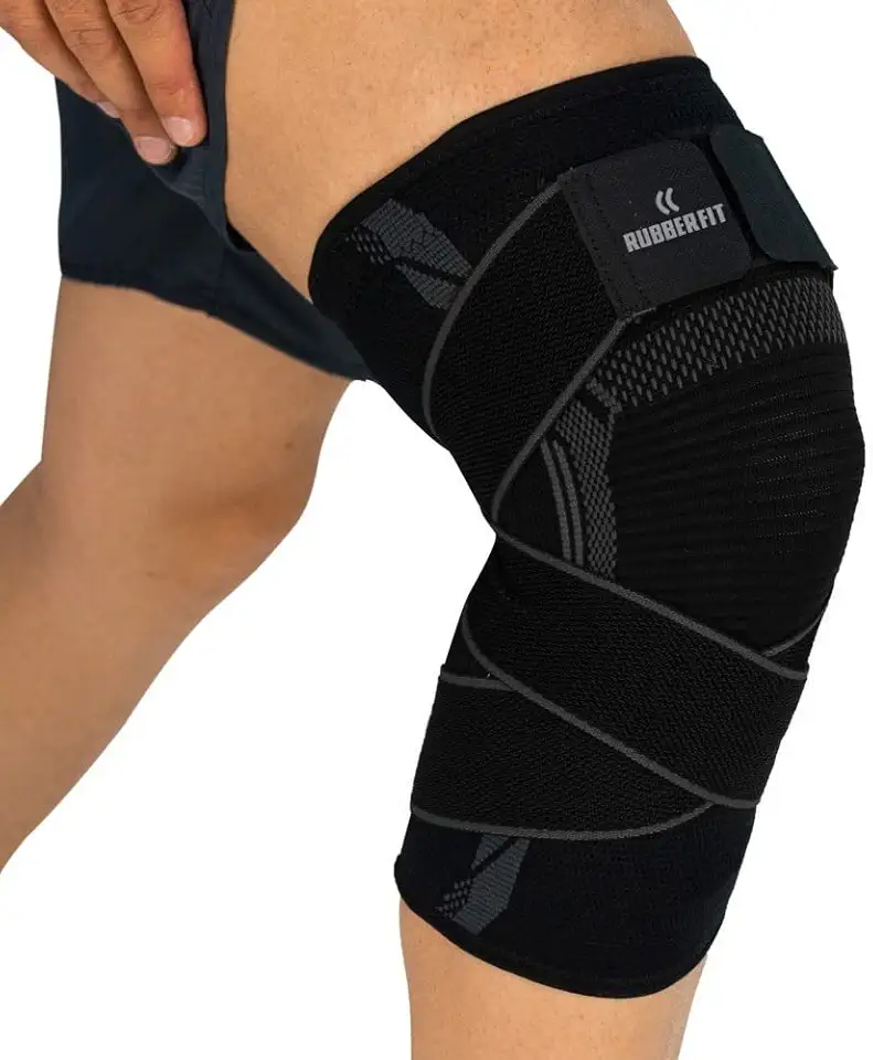 Joelheira de Compressão Armor Strap Elástica Ortopédica Profissional Premium Rubber Fit (Preto, GG)