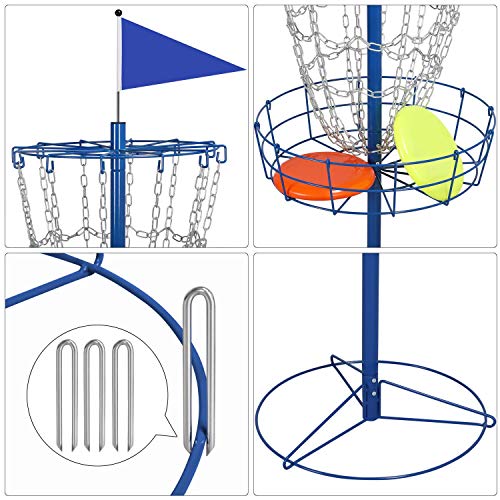 Image of Yaheetech Disc Golf Basket Portable Disc Golf Practice Set 12 /24 Chain w /Basket Target and Double Steel Chains for Outdoor