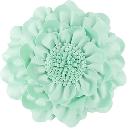 JWH - Cojín decorativo hecho a mano con diseño de flor de peonía en 3D con relleno de almohada de algodón, funda de almohada de 14 pulgadas para el