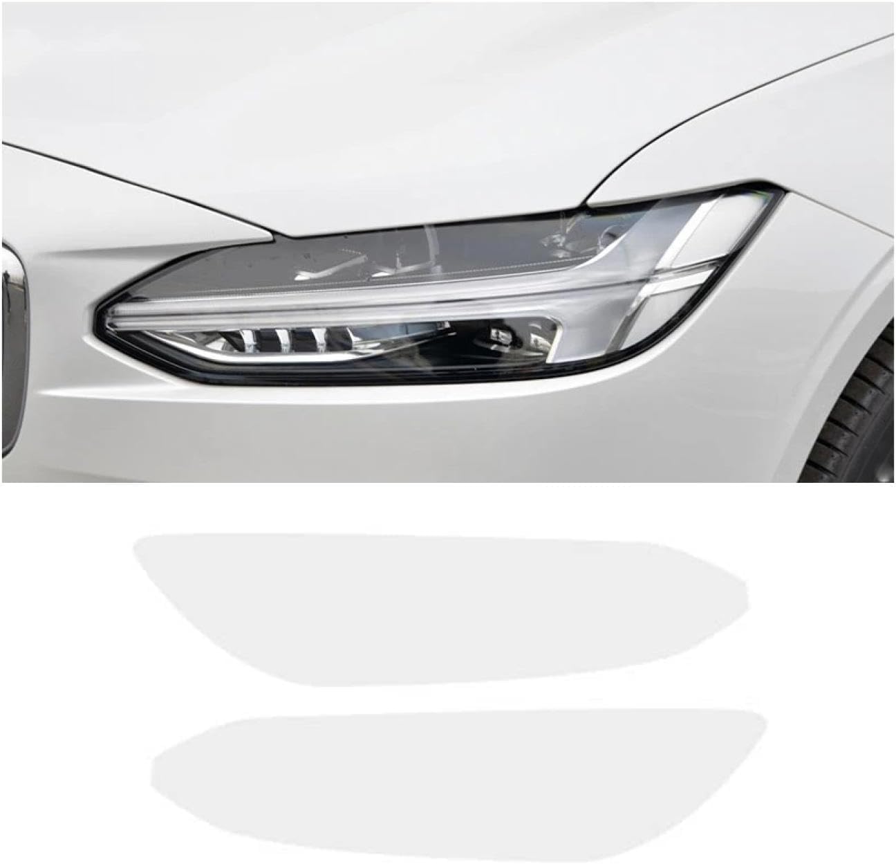 SamLng Car Front Light Film for Volvo S90 2017-2024 Light Controlled TPU Car Front Headlamp Protection Film Color Changing Car Headlight Film TPU Lamp Film Precut Headlight Protective Film