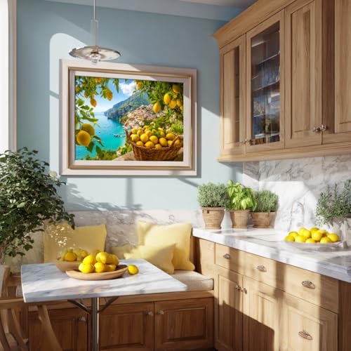 Bgraamiens Rompecabezas de 1000 Piezas para Adultos – Costa de Amalfi con Limones – Escena Mediterránea con Vista Costera y Cítricos – Regalo Italiano Escénico para Relajación miniatura 4