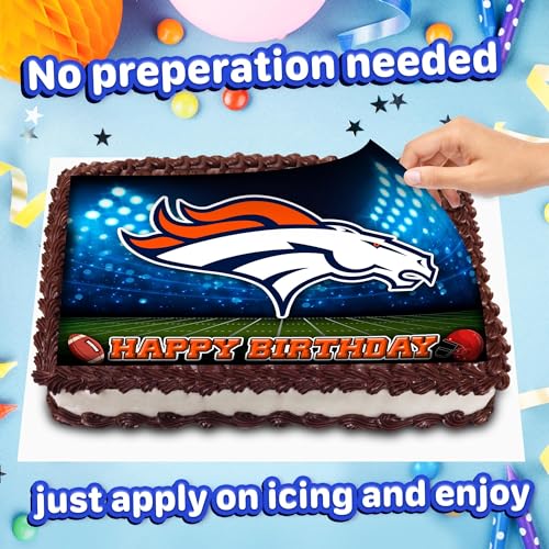 8.3 x 11.7 Inch Edible Square Cake Toppers – Broncos Themed Birthday Party Collection of Edible Cake Decorations - Image 6