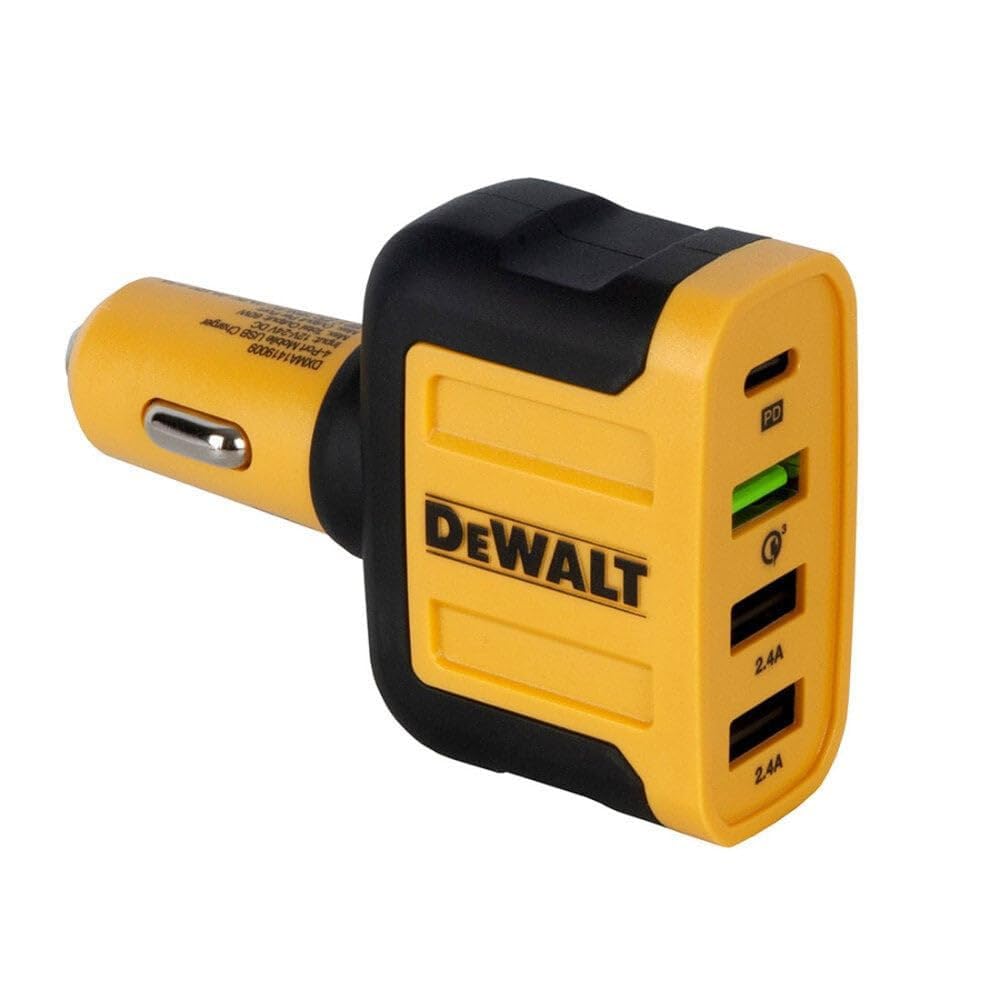 DEWALT USB-C-Autoladegerät, 60 W 4-Port-Schnellladegerät-Adapter, Pd-Typ-C-Autoladegerät kompatibel mit iPhone 16/15/Samsung, USB-Ladegerät für den Zigarettenanzünder