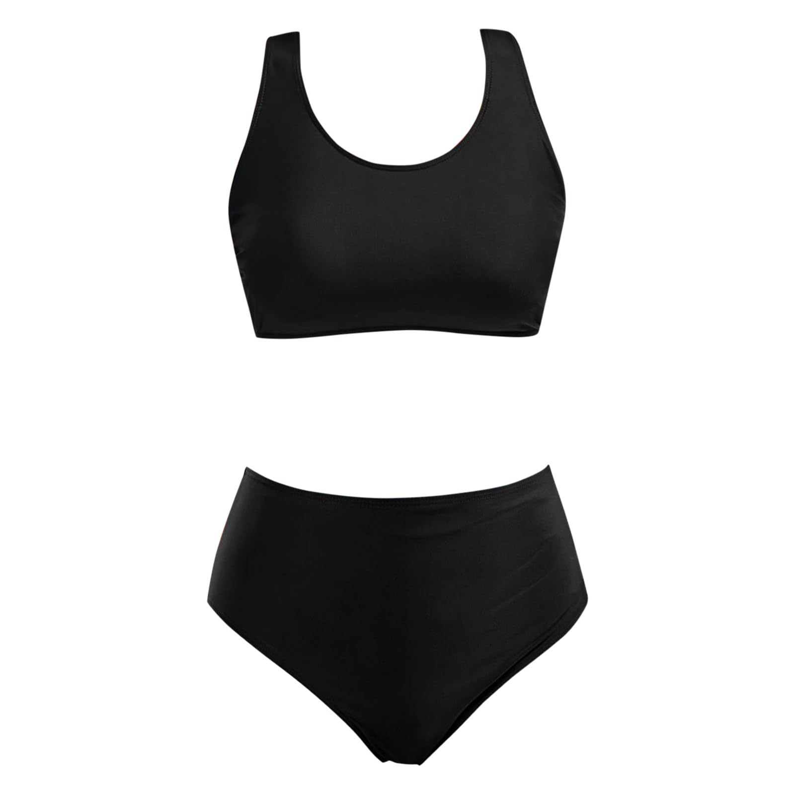 Bikini da donna a vita alta, costume da bagno sexy push up due pezzi, set retrò con stampa increspata, blu, M