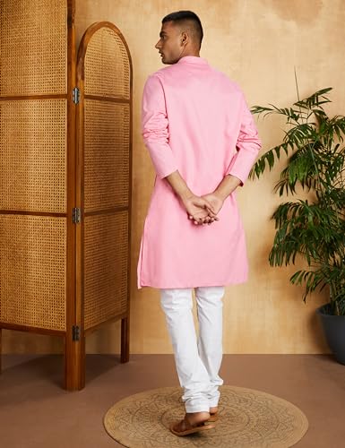 Image of Amazon Brand - Symbol Men Cotton Solid Long Kurta Pyjama Set (2pcs)