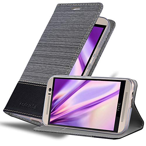 Cadorabo Funda Libro para HTC One M9 en Gris Negro - Cubierta Proteccíon con Cierre Magnético, Tarjetero y Función de Suporte - Etui Case Cover Carcasa