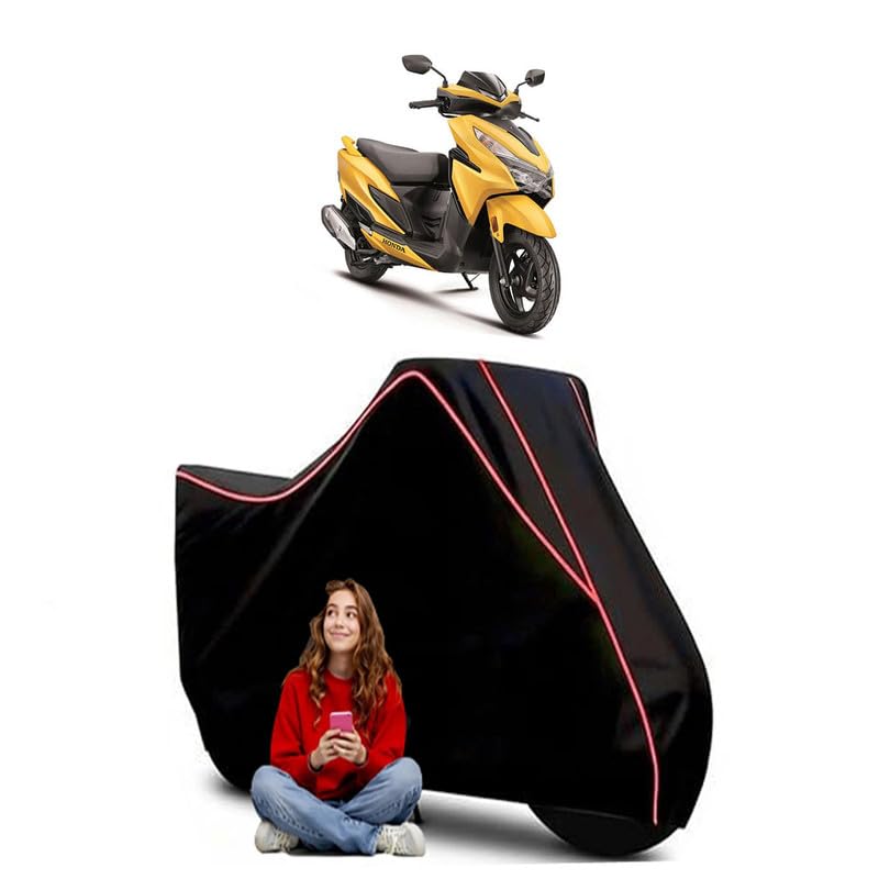Image of Grazia 100 Scooty Bike Cover Water Resistant Outdoor Use Universal Fit Scooters Motorcycles Heavy Duty UV Protection Dust Rain Scratch Resistant Elastic Bottom Black Blue Piping
