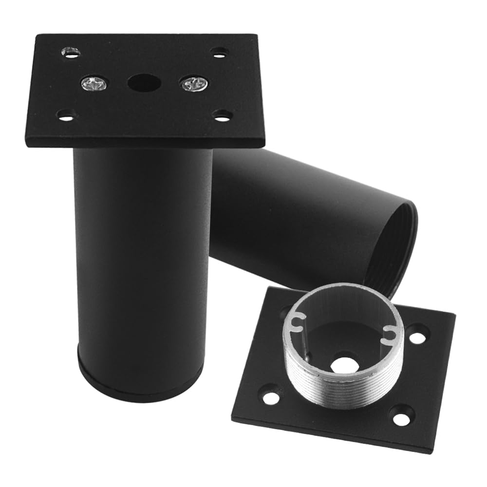 MIVIDE 8pcs Pieds De Meubles Réglables, 50x80mm Pieds De Canapé Réglables, Acier Inoxydable, Hauteur Réglable 0-15mm, Pieds Meuble Noir Pour Sofa, Armoire, Lit (avec 32 Vis