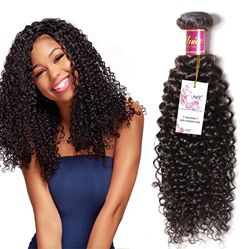 Unice 10A Brazilian Virgin Hair 1 Bundle of Curly Hair Unprocessed Human Hair Weave Extensions Natural Color 95-100g/pc (16inch)