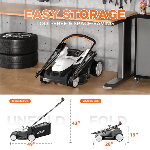 Image of Litheli 16 Inch Lawn Mower 2 x 20V Brushless Electric Mowers for Garden Yards, Lightweight Cordless Lawnmower with 6-Position Height Adjustment, 2 x 4.0Ah Battery Include