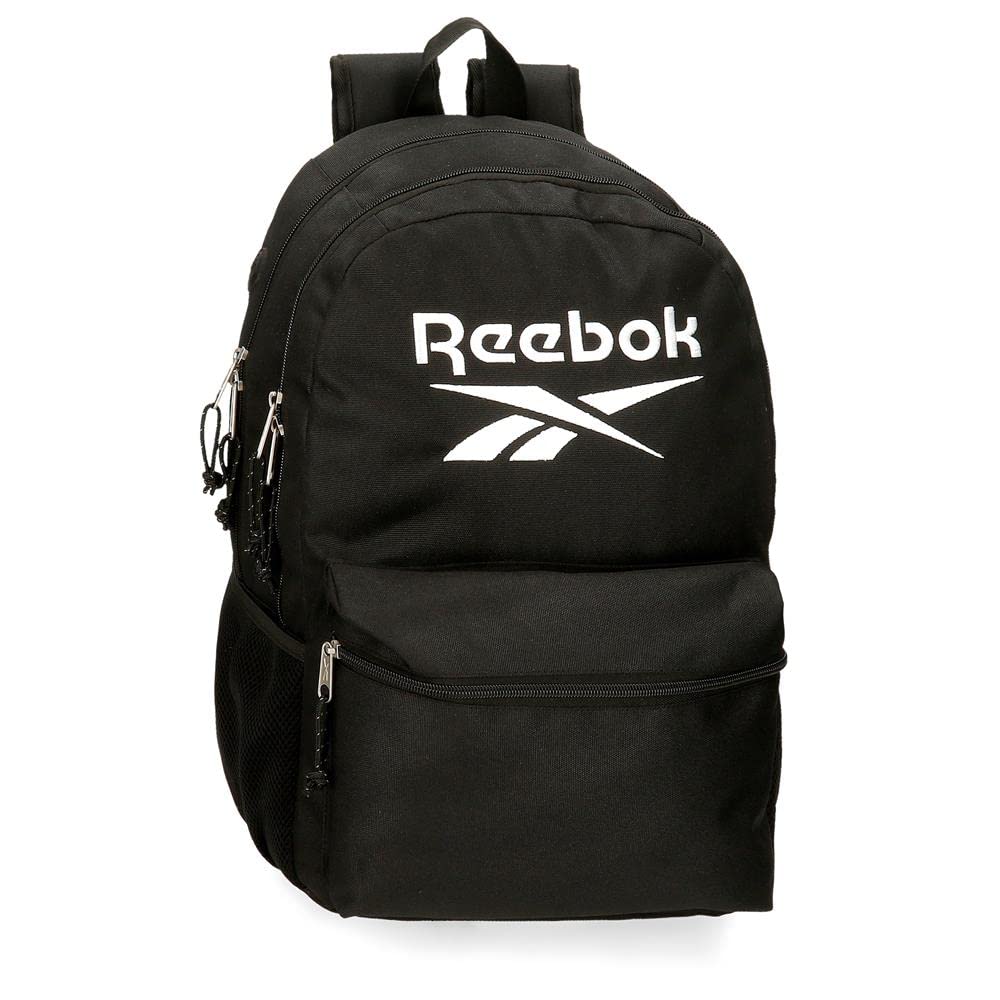 Reebok Boston Sac à Dos Scolaire Double Compartiment Noir 31x44x15 cms Polyester 20,46L