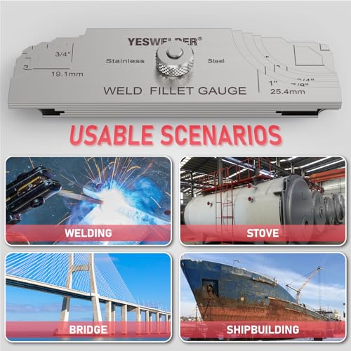 YESWELDER MG-11 Metal Weld Fillet Gages Set (7PCS) 1/8''-1'' Welding Inspection Test Ulnar MM & inch by YESWELDER - Image 4