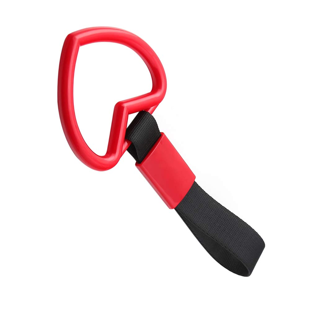 Photo 1 of 1 PC Heart JDM Tsurikawa Hang Ring Subway Train Bus Handle Hand Strap Drift for Car (Heart: Red/Black)