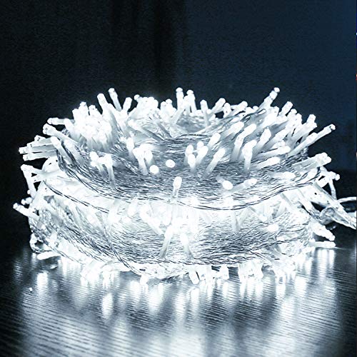 Preisvergleich Produktbild VINGO 10M 100 LED Lichterketten Kaltweiß Weihnachtsdekoration Transparent für Weihnachtsfest Hochzeit Festlich Aussen Fassaden