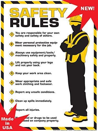職場 SAFETY RULES ポスター 英語 24" x 36" AH4B