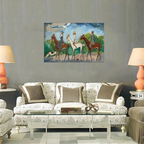 Tableau Horseback impression sur toile moderne 90x60cm sans cadre déco