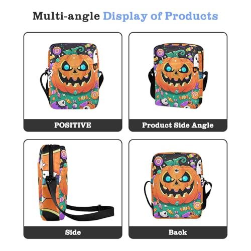 KLL Evil Orange Pumpkin for Halloween mens messenger bag Vegan Leather Crossbody Bags For Women Small Travel Shoulder Handbags For Women4