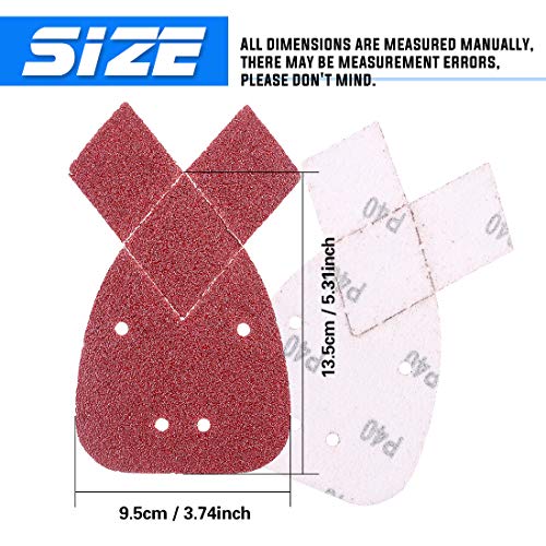 Glarks 100Pcs Triangle Mouse Detail Sander Sandpaper Sanding Paper With 2 Extra Tips Hook And Loop Assorted 40/60/ 80/100/ 120/180/ 240/320/ 400/800 Grits For Black And Decker Detail Palm Sander #TOP1