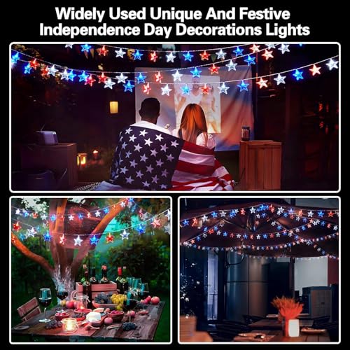 40-Led Red White Blue Star Lights