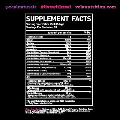 Enhanced Electrolyte Powder Stick Packs (Black Cherry | 20 Packets) w/ 0 Sugar +BCAAs +B-Vitamins Electrolyte Supplement w Potassium Zinc & Magnesium for Hydration - Keto Electrolytes