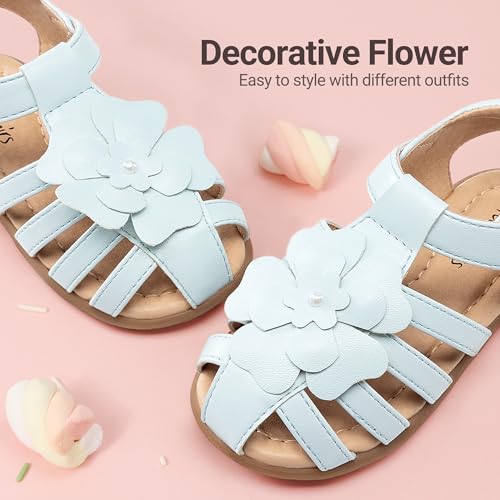 Image of DREAM PAIRS Girls Toddler /Little Kid Closed-Toe Flower Summer Dress Sandals Shoes