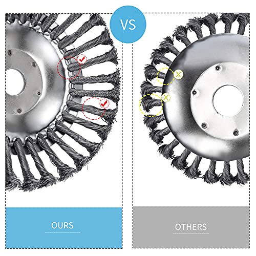 HAUSPROFI 8'' Grass Trimmer Cutter Head for Garden Lawn Mower, Strimmer Wire Brush Head with Knotted Wire, Universal Solid Steel Wire Wheel for Brush Cutter Attachment Replacement 4 HAUSPROFI 8'' Grass Trimmer Cutter Head for Garden Lawn Mower, Strimmer Wire Brush Head with Knotted Wire, Universal Solid Steel Wire Wheel for Brush Cutter Attachment Replacement - Image 4
