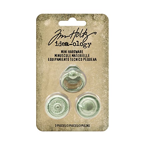 Mini Hardware by Tim Holtz Idea-ology, Antique Nickel Finish, Approximately 7/8 Inch Each, 3 Knobs (TH93571)