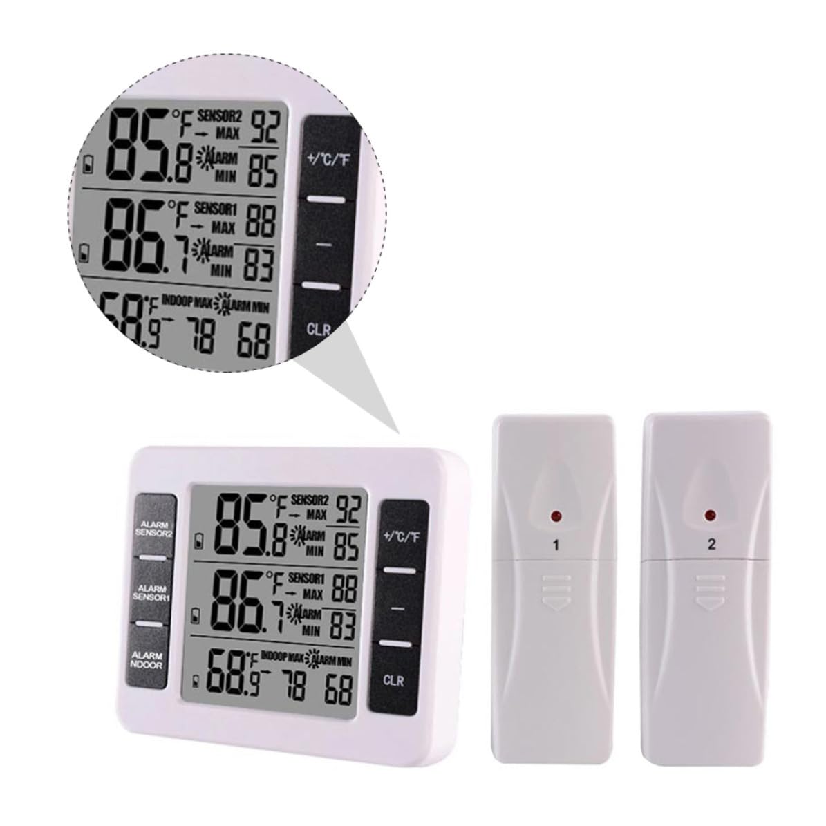 Termometro Digitale per Frigorifero con Sonda Wireless, 1 Pezzo | Allarme Temperatura, Design Magnetico con Foro per Appendere, Portatile per Casa e Tavolo