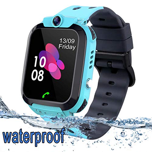 Smartwatch para niños, Relojes Inteligentes para niños Resistente al Agua, Reloj Inteligente para niños y niñas, Regalo Chico Azul