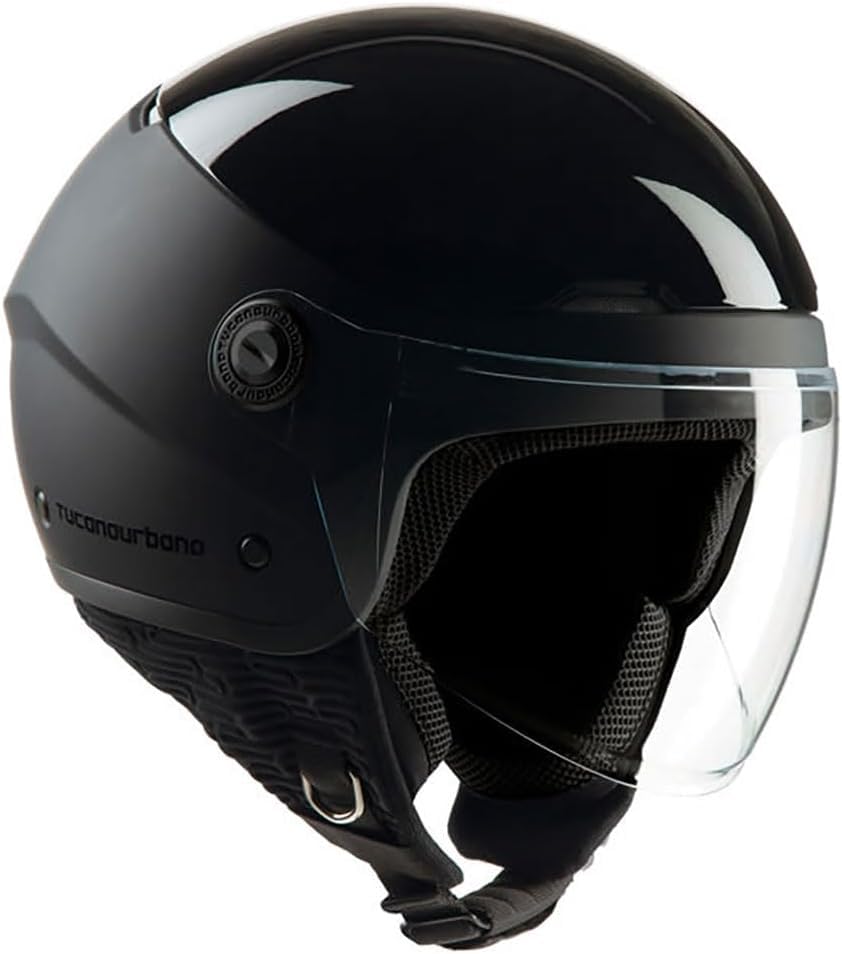 Tucano Urbano Casco Demi-Jet unisex EL'POP. Casco de moto de policarbonato, casco scooter para la movilidad urbana con visera y ventilación Dynamic Flow. Casco homologado ECE 22.06. Gris mate, talla L