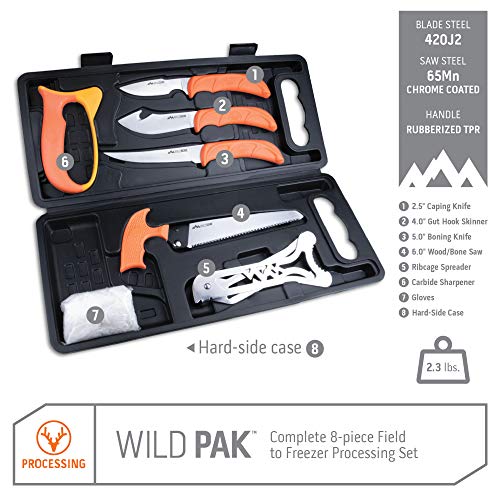 Outdoor Edge OEWP2-BRK Wildpak, 8-Piece Field To Freezer Hunting & Game Processing Knife Set With Caping Knife, Gut-Hook Skinner thumb #2
