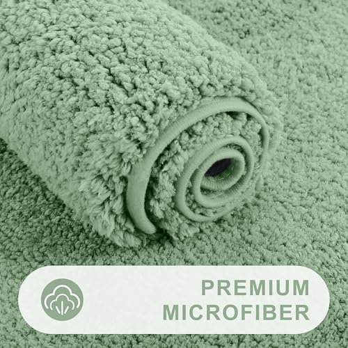 OLANLY Soft Microfiber Plush Shaggy Bath Mat, 20x30, Sage Green by OLANLY - Used condition - Image 2