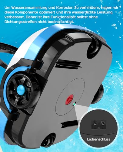 WYBOT Osprey 200 Poolroboter Akku Kabellos Poolsauger Roboter mit Dual Antriebsmotoren,180μm Filtration,Automatische Parken Poolreiniger für Flachem Boden Aufstellpools bis 50 m²-Weiß